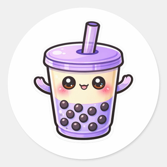 Adesivo Cute Kawaii Bubble Tea Cup (Frente)