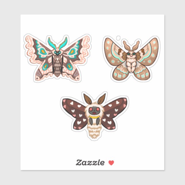 Adesivo Cute Kawaii Chibi Moths (Folha)