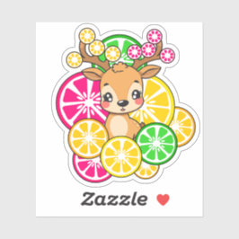 Adesivo Cute Kawaii Citrino Cervo Limão Laranja