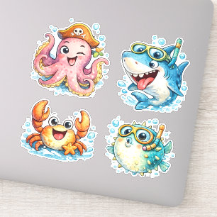 Adesivo Cute Kawaii Criaturas do Oceano