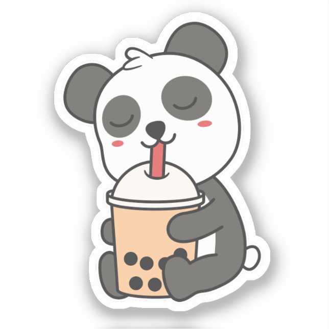 Adesivo Cute Kawaii Engraçado Panda Boba Sticker (Frente)
