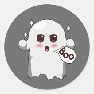Adesivo Cute Kawaii Fantasma Dizendo Boo - Adorável Hallow
