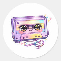 Cute Kawaii Fita Cassete Retro Pastel Roxo Música