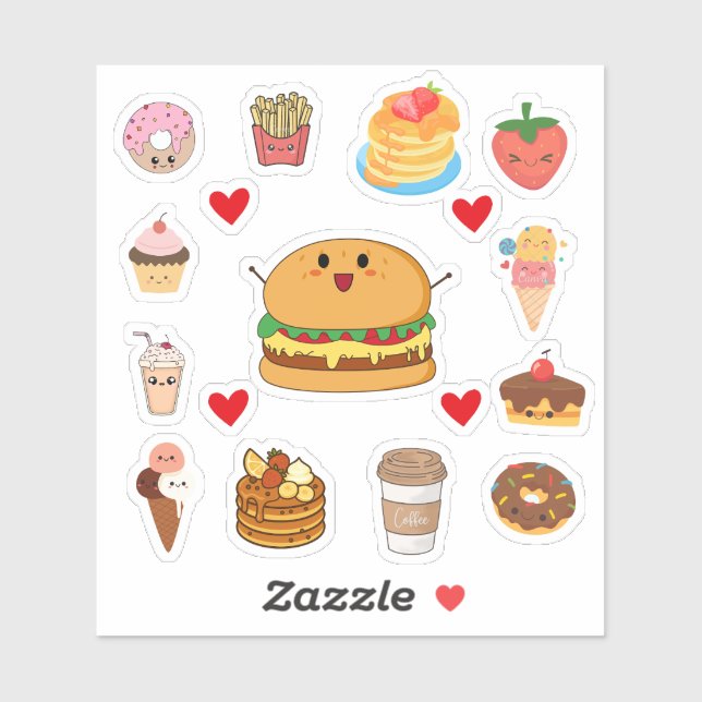 Adesivo Cute Kawaii Food Stickers (Folha)