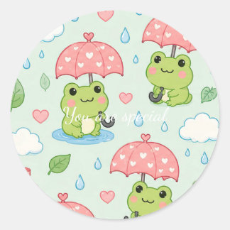 Adesivo Cute Kawaii Frog Heart Umbrella Pattern