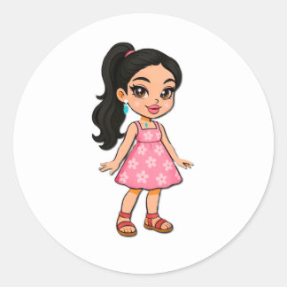 Adesivo Cute Kawaii Girl Sticker | Pink Floral Dress Chibi