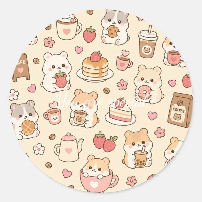 Adesivo Cute Kawaii Hamster Pattern | Sweet Pastel (Frente)