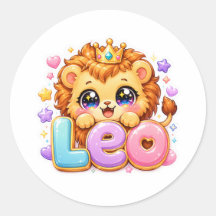 Cute Kawaii Leão Nome Pastel Rosa Coroa Brilho