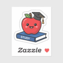 Cute Kawaii Maçã Vermelha Usando Boina de Graduaçã