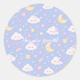 Adesivo Cute Kawaii Moon & Clouds Pattern | Dreamy Pastel 