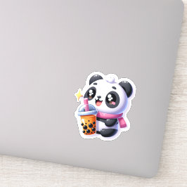 Adesivo Cute Kawaii Panda Bebe Boba Bubble Tea Kawaii