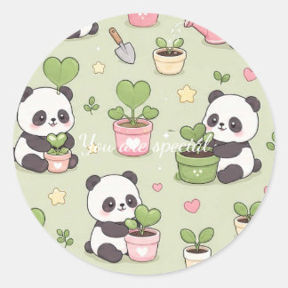 Adesivo Cute Kawaii Panda Heart Plant Pattern