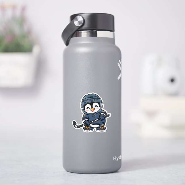 Adesivo Cute Kawaii Penguin em diversão de Hóquei (HidroFlask)