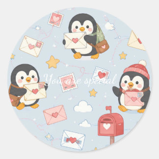 Adesivo Cute Kawaii Penguin Love Mail Pattern