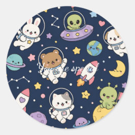 Adesivo Cute Kawaii Space Animals Pattern | Pastel Galaxy 