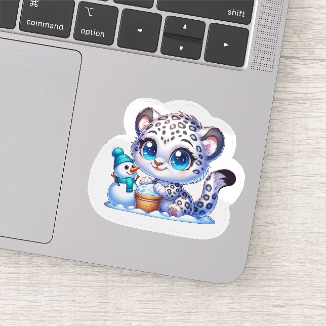 Adesivo Cute Kawaii Stickers Snow Leopard Sticker Big Cat  (Detalhe)