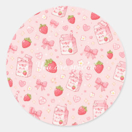 Adesivo Cute Kawaii Strawberry Pattern  Pink Past
