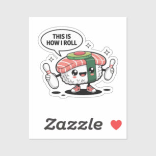Adesivo Cute Kawaii Sushi com pinos de boliche