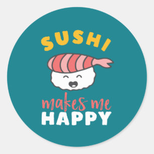 Adesivo Cute Kawaii Sushi Comida japonês engraçado