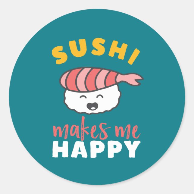 Adesivo Cute Kawaii Sushi Comida japonês engraçado (Frente)