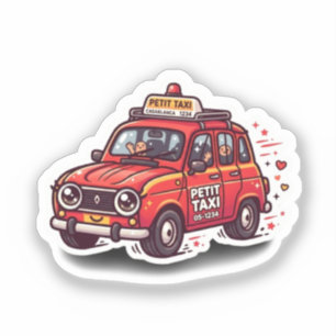 Adesivo Cute Kawaii Táxi Pequeno Vermelho Marroquino Viage