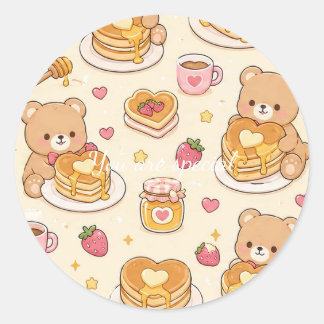 Adesivo Cute Kawaii Teddy Bear Pancake Pattern