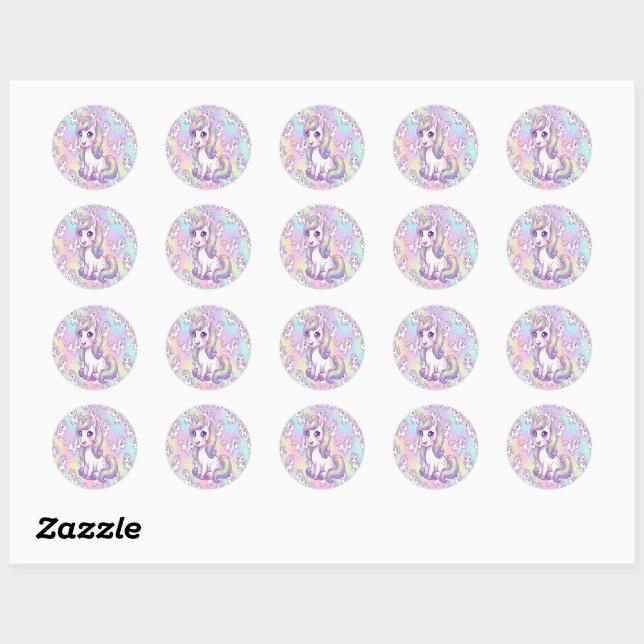 Adesivo Cute Kawaii Unicorn Pastel Rainbow Magical (Folha)