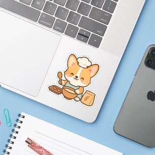 Adesivo Cute Kawaii Welsh Corgi Cachorro Baking Beijo Cort