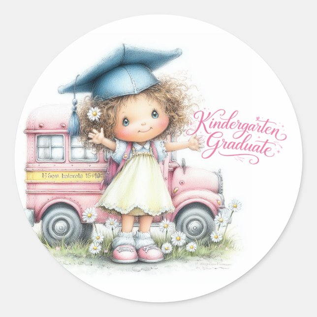 Adesivo Cute Kindergarten Graduate Sticker  (Frente)