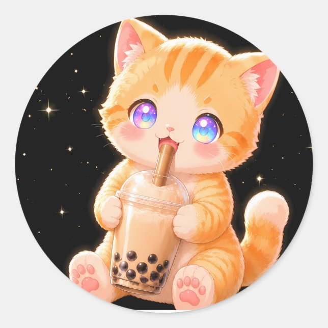 Adesivo Cute Kitten & Bubble Tea (Frente)
