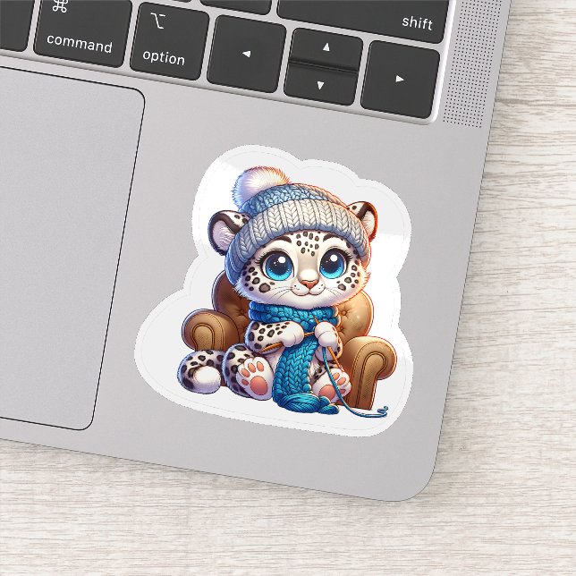 Adesivo Cute Knitting Anime Kawaii Snow Leopard Stickers (Detalhe)