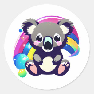 Adesivo Cute Koala Bear e Rainbow
