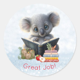 Adesivo Cute Koala Bear lendo livros Excelente Trabalho Pe