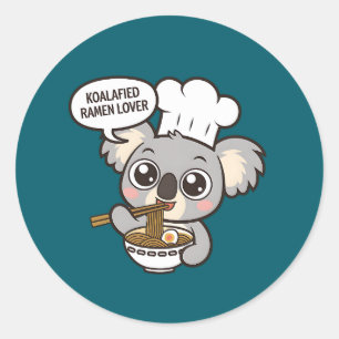 Adesivo Cute Koala curtindo Ramen