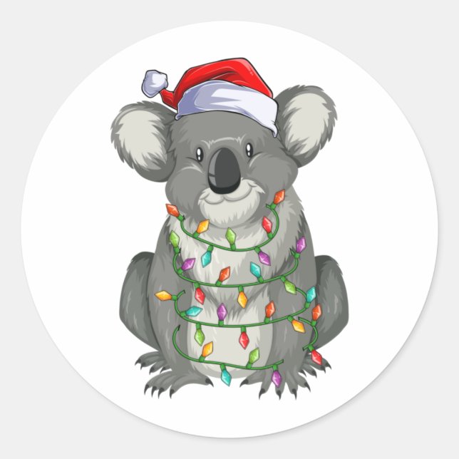 Adesivo Cute koala em luzes de natal (Frente)