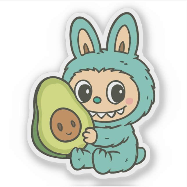 Adesivo Cute Labubu with Avocado (Frente)