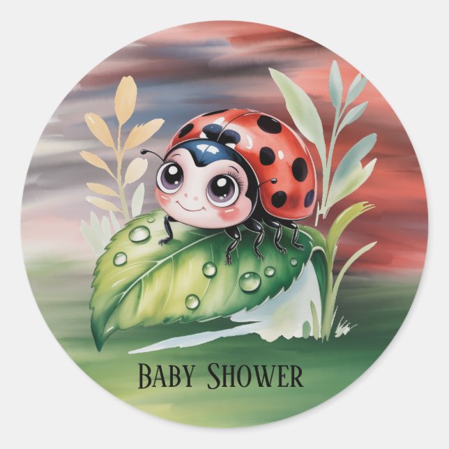 Adesivo Cute Ladybug Girl Baby Shower  (Frente)