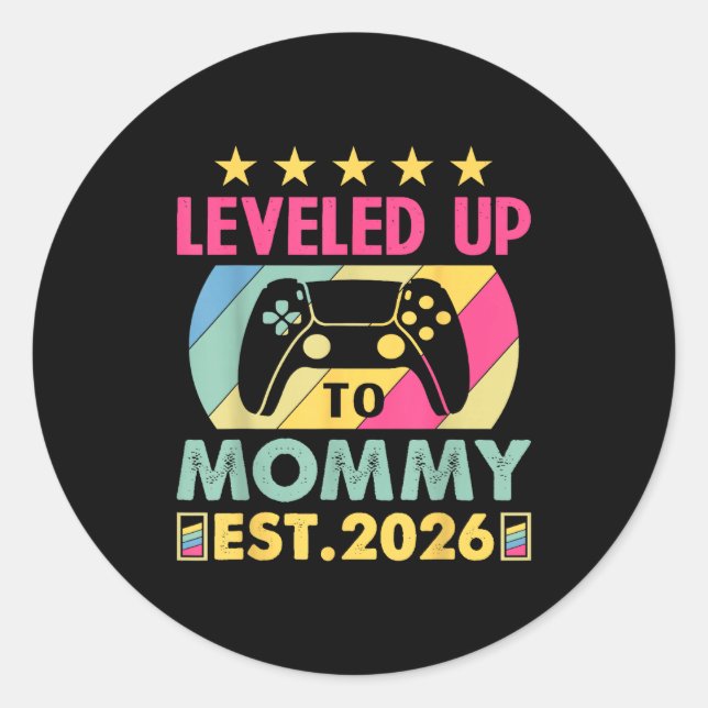 Adesivo Cute Leveled Up To Mommy 2026 Awesome Promoted To  (Frente)
