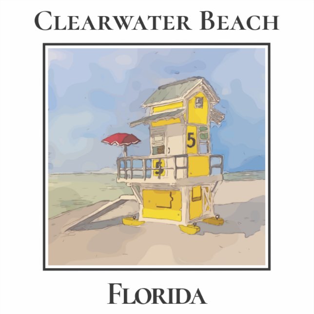 Adesivo Cute Lifeguard Tower, Clearwater Beach Florida (Frente)