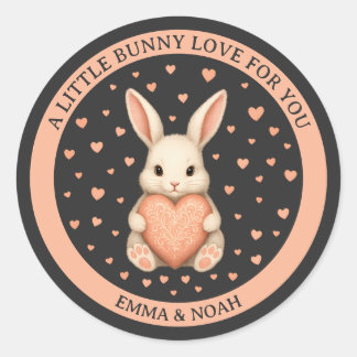 Adesivo Cute Little Bunny Love with Heart on Dark Charcoal