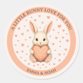 Adesivo Cute Little Bunny Love with Heart on Soft Blush
