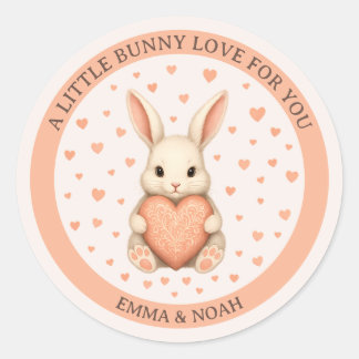 Adesivo Cute Little Bunny Love with Heart on Soft Blush
