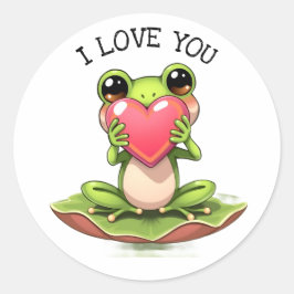 Adesivo Cute Little Frog Holding a Heart | I Love You