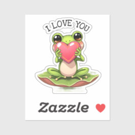 Adesivo Cute Little Frog Holding a Heart | I Love You