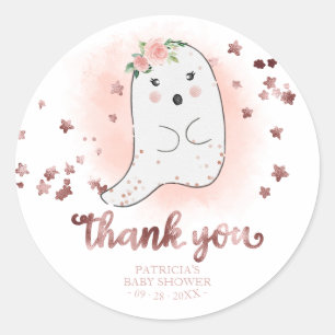 Adesivo Cute Little Ghost Halloween Baby Shower Obrigado