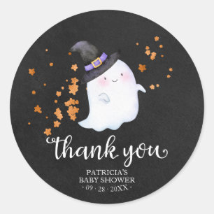 Adesivo Cute Little Ghost Halloween Baby Shower Obrigado