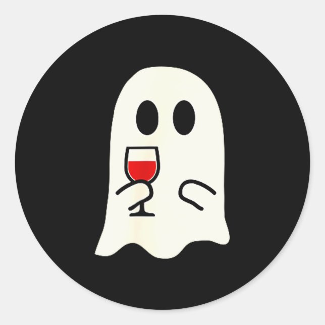 Adesivo Cute Little Ghost Red Wine Gl Halloween  (Frente)