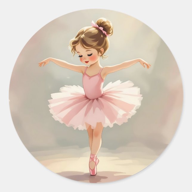Adesivo Cute Little Girl Ballerina in Pink Tutu (Frente)