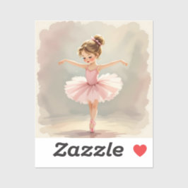 Adesivo Cute Little Girl Ballerina in Pink Tutu