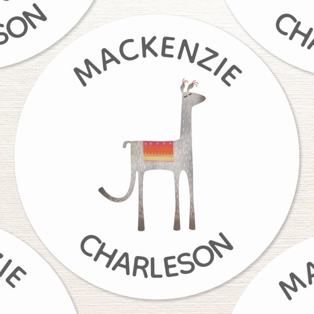 Adesivo Cute Llama Alpaca Nome Personalizado (Fun quirky llama alpaca animal lover personalized custom name text sticker)